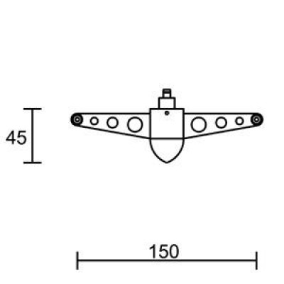 Zugleuchten-Ausleger mit M10x1, schwarz / chrom
